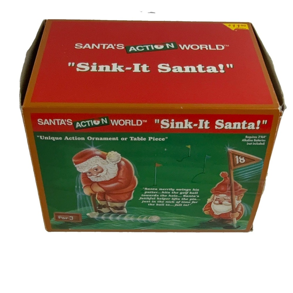 Kurt Adler Sink-It Santa Golfer Animated Christmas Ornament Golfer Figurine Vtg